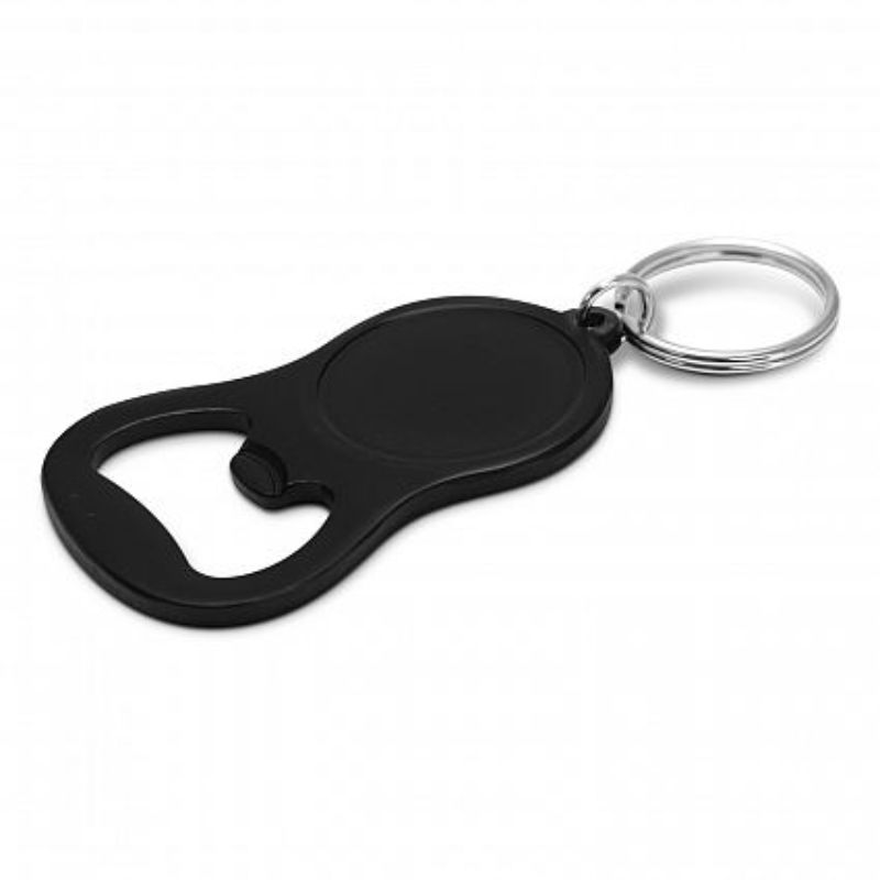 Chevron Bottle Opener Key Ring - Matt Black (Set of 50)