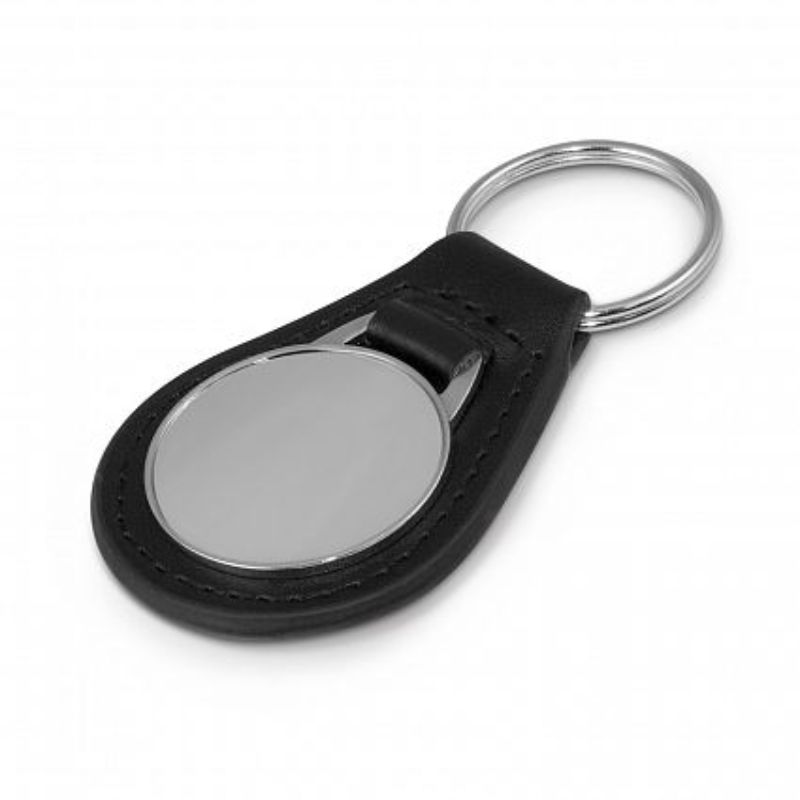 Baron Leather Key Ring - Round Black (Set of 12)