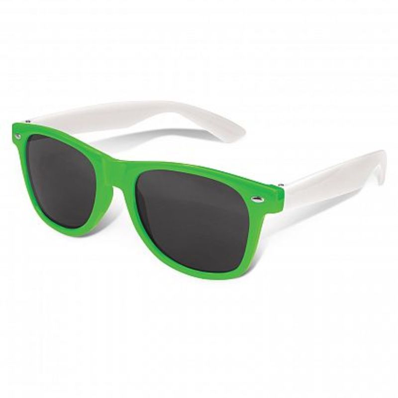 Malibu Premium Sunglasses - Bright Green White Arms (Set of 30)