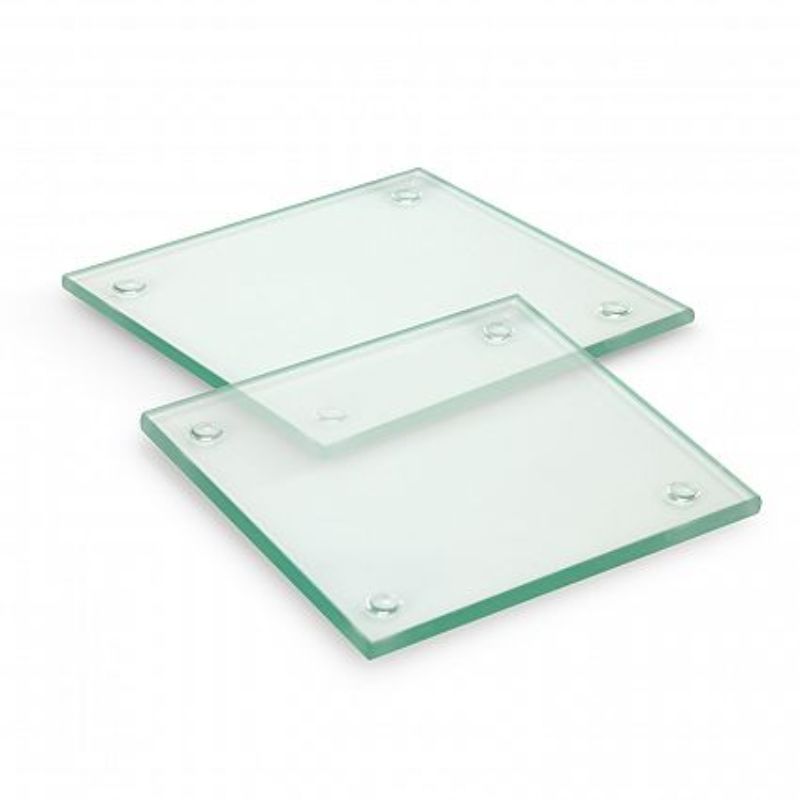 Venice Glass Coaster Set of 2 - Square Clear (60 Units)