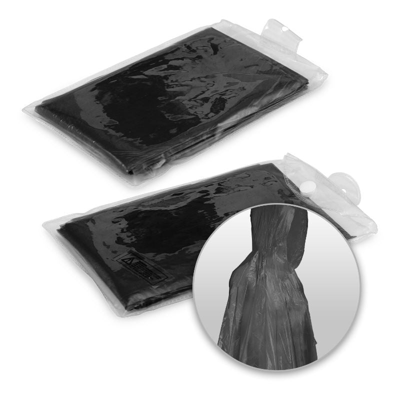 Emergency Poncho - Black (Set of 50)