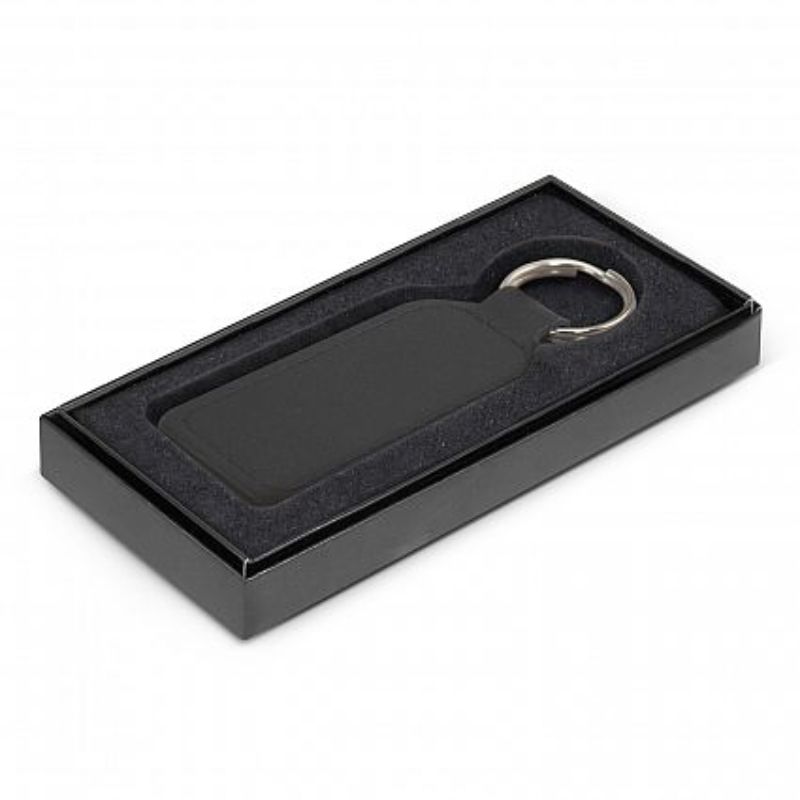 Prince Leather Key Ring  - Rectangle Black (Set of 30)