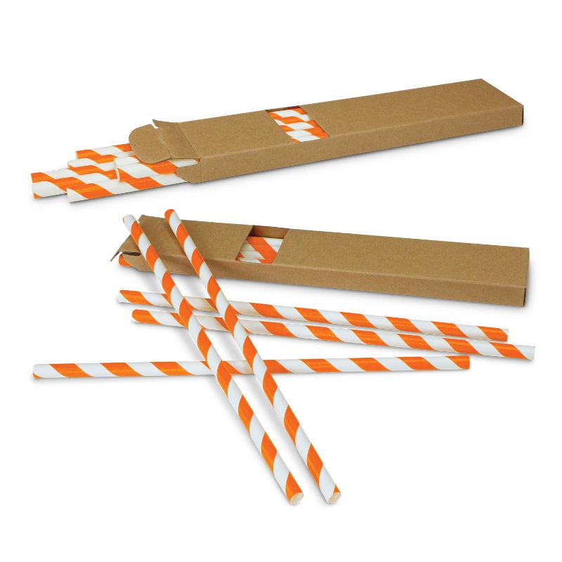 Paper Drinking Straws - Orange (Set of 50)