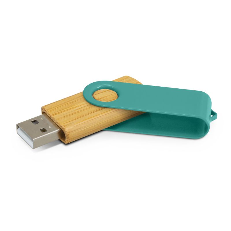 Helix 4GB Bamboo Flash Drive - Teal (Set of 6)