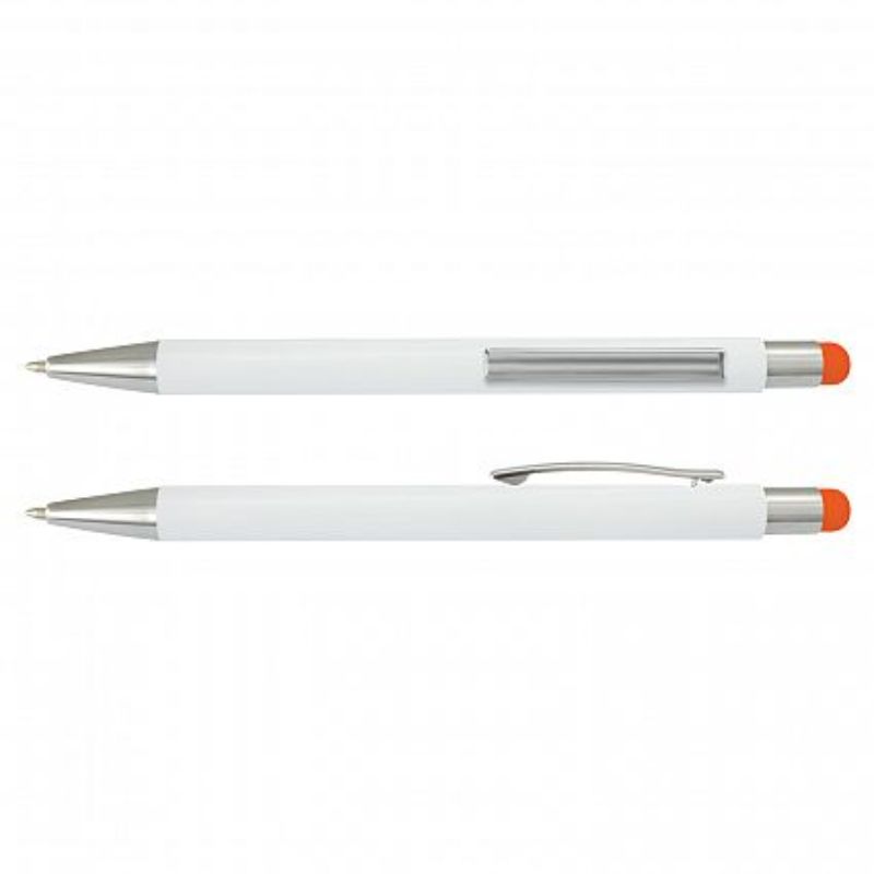 Lancer Stylus Pen  White Barrel - Orange (Set of 50)