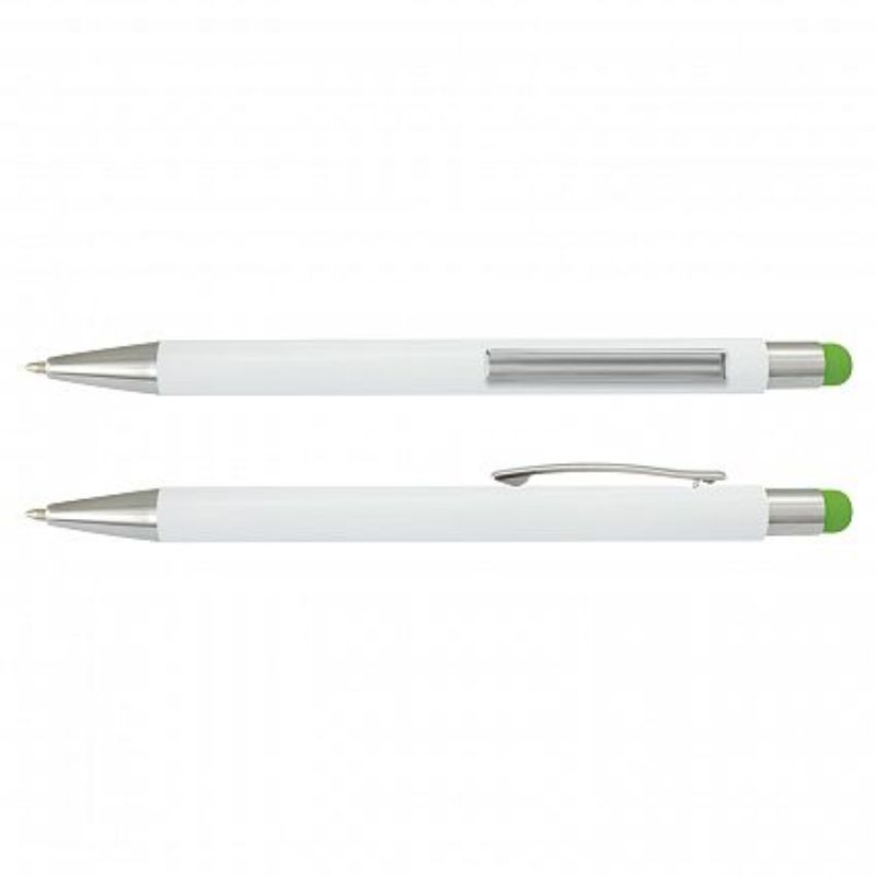 Lancer Stylus Pen  White Barrel - Bright Green (Set of 50)