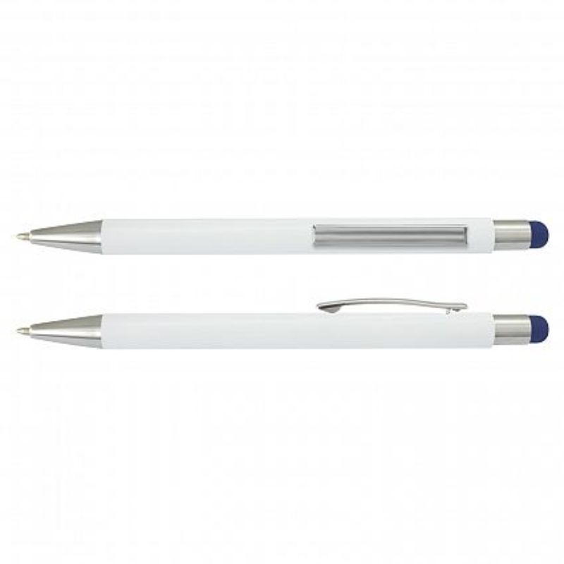 Lancer Stylus Pen  White Barrel - Dark Blue (Set of 50)