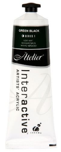 Atelier 80ml Green Black Acrylic Paint, versatile, rich pigmentation for stunning artwork on various mediums.