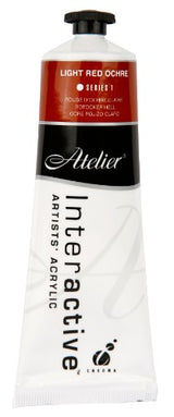 Atelier 80ml Light Red Ochre acrylic paint, rich warm hue for vibrant art, ideal for layering and blending.