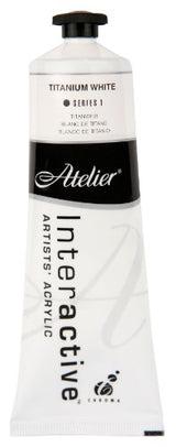 Atelier 80ml Titanium White acrylic paint, premium quality for artists, featuring fast and controlled drying techniques.