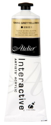 Atelier 80ml Toning Grey Yellowish acrylic paint, perfect for smooth blending and versatile application on various surfaces.