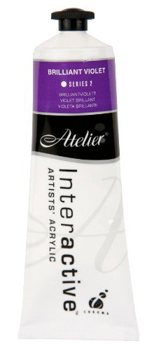 Atelier 80ml Acrylic Paint in Brilliant Violet, vibrant shade with versatile controlled drying for all artists.