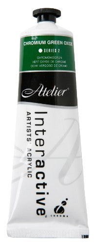 Atelier 80ml Chromium Green Oxide acrylic paint, perfect for vibrant landscapes and detailed textures.