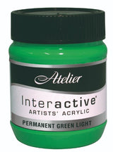 Atelier 250ml Permanent Green Lt Acrylic Paint for vibrant, long-lasting color, ideal for diverse artistic styles.