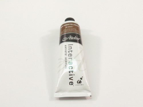 Atelier 80ml Raw Umber Yellowish acrylic paint, ideal for detailed artwork with rich warm tones and excellent opacity.