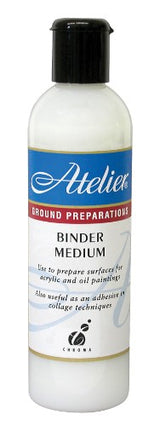 Atelier Binder Medium 250ml enhances acrylic paint flexibility, prolongs drying time, and enables seamless blending.