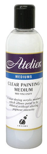 Atelier Clear Painting Medium 250ml enhances acrylic painting with versatility, control, and a glossy finish for various techniques.