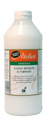 Atelier Gloss Varnish 1 Litre provides a glossy finish for acrylic art, enhancing colors and protecting artwork beautifully.