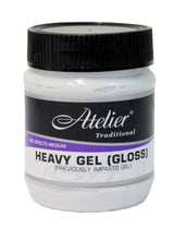 Atelier Heavy Gel (Gloss) 250ml, a thick acrylic paint for brilliant gloss finishes, ideal for layering and glazing effects.