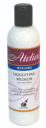 Atelier Liquefying Medium 250ml enhances acrylic paint flow, texture, and blending for versatile and professional results.