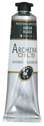 Artist Oil archival paint in Green Black, 40ml, offering flexible application, fast drying, and vibrant, long-lasting color.