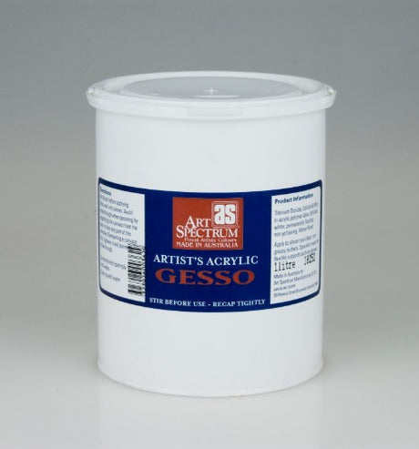 Artist Primer - As Artists Gesso 1 Ltr for smooth surface preparation, ensuring paint adherence and vibrant, lasting artwork.