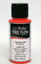 Acrylic paint in 60ml bottle, vibrant Pyrrole Red, ideal for artists seeking rich colors and versatile application techniques.