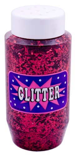 Vibrant red confetti glitter in a 250ml jar, perfect for crafting, scrapbooking, and DIY decorations, safe for all ages.