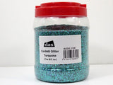 Vibrant turquoise confetti glitter in a 200g jar, perfect for DIY crafts, adding sparkle to projects and celebrations.