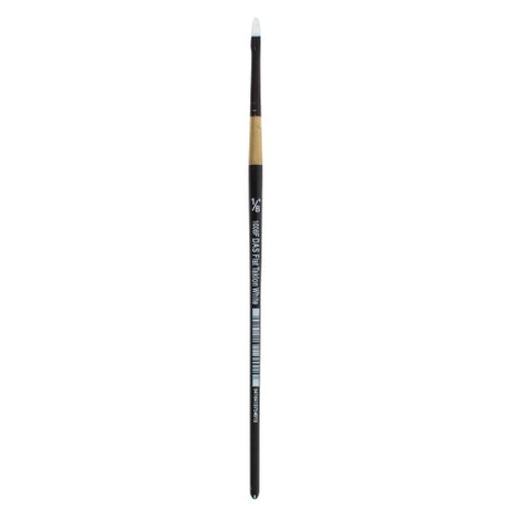 Das S1008f Taklon Flat 1/8” artist brush with golden nylon bristles for precision and smooth application.