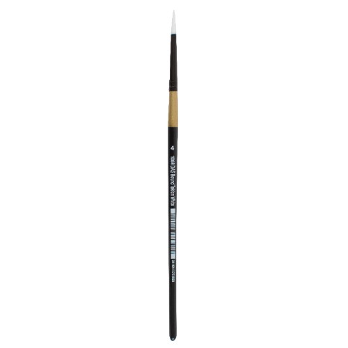 Das S1008r Taklon Round #4 artist brush with golden nylon bristles for precision in watercolor, acrylic, and oil painting.