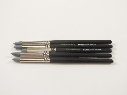 Set of 5 small artist brushes with rubber blender-tipped handles for precise blending and paint application.