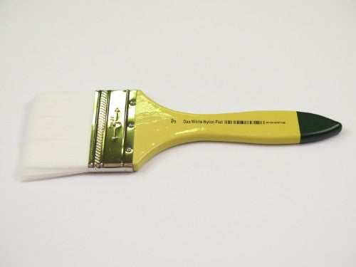 Premium 3" flat white nylon artist brush for seamless color application and versatile painting techniques.