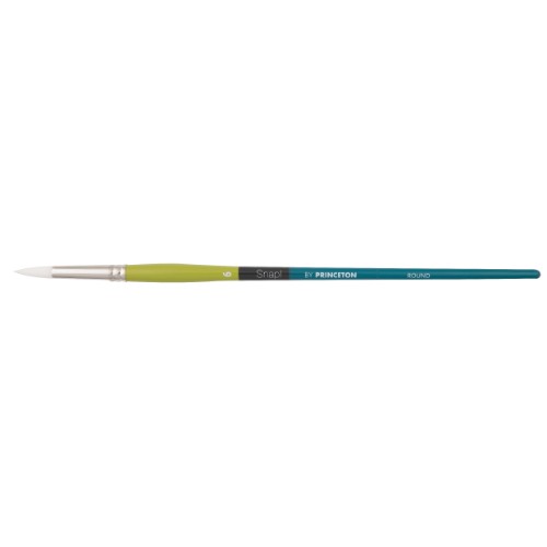 White Taklon Round 6 artist brush for detailing, bold strokes, and comfortable handling in various paints.