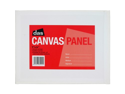 Canvas panel measuring 7x9 inches, made from acrylic primed cotton for vibrant colors and durability.