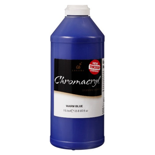 Vibrant 1L Warm Blue acrylic paint by Chromacryl, ideal for artists seeking quality and versatility.