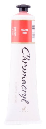 75ml tube of Chromacryl Warm Red acrylic paint, vibrant color for versatile art projects and easy clean-up.