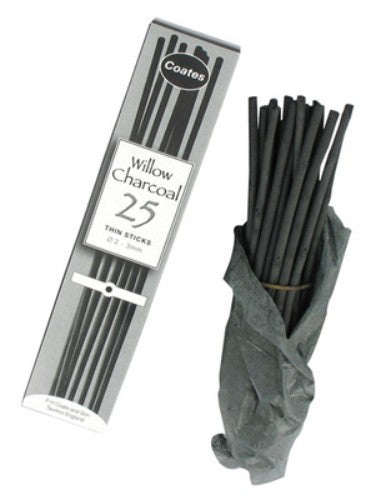 Artist Charcoal - Coates Willow Charcoal Thin (2-3mm) (25