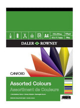 Canford Assorted Colour Pad A4 featuring vibrant matt colors, ideal for artistic projects and presentations.