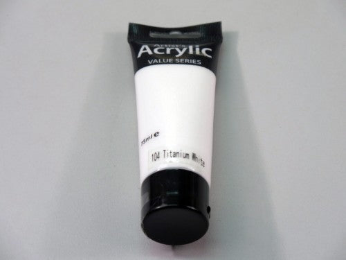 Phoenix Acrylic 75ml Titanium White paint, ideal for artists, providing brilliant opacity for various surfaces.