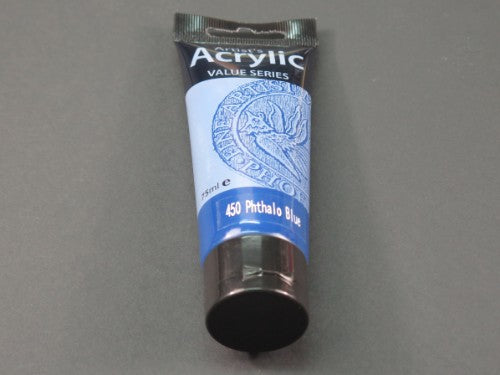 75ml tube of Phoenix Acrylic paint in vibrant Pthalo Blue, ideal for artists of all skill levels and versatile on various surfaces.