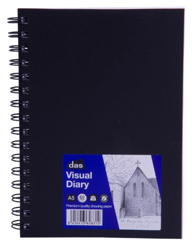 Das Visual Diary A5 features 60 sheets of high-quality drawing paper, ideal for sketching and journaling on-the-go.