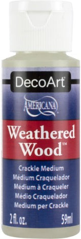 Decoart 2oz Weathered Wood Medium for creating crackle finishes on various surfaces in DIY projects.