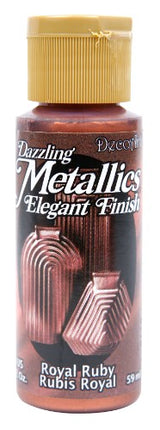 Dazzling Metallics acrylic paint in Royal Ruby, 2oz, features vibrant color and shimmering metallic flakes for artistic projects.