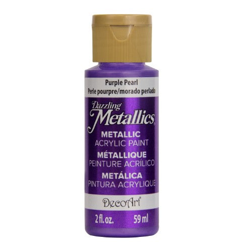 Dazzling Metallics Purple Pearl acrylic paint in a 2oz bottle, ideal for vibrant crafting and home decor projects.