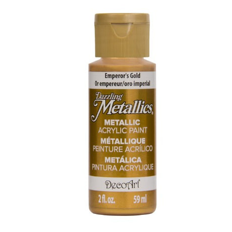 Dazzling Metallics Acrylic Paint in Emperors Gold, featuring a rich metallic finish for crafting and artistic projects.