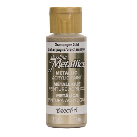 Acrylic paint in Champagne Gold, ideal for adding metallic accents to various surfaces and projects.