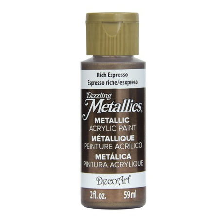 Acrylic paint in Rich Espresso, featuring a shimmering finish with metal flakes for elegant crafts and art projects.