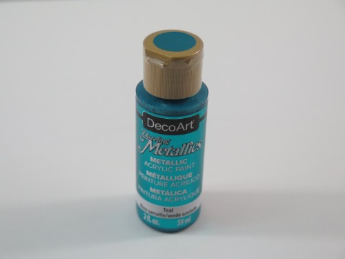 Dazzling Metallics 2oz Teal acrylic paint with a reflective finish for vibrant artistic projects and crafts.