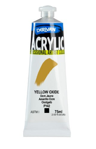 Derivan Acrylic 75ml in Yellow Oxide, a vibrant, opaque paint ideal for various artistic projects.